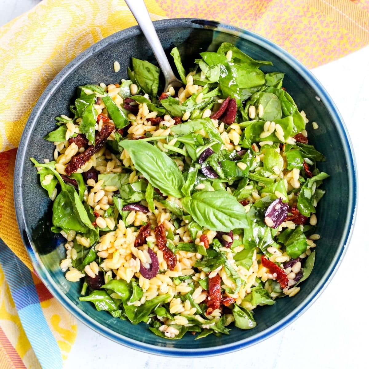 Quick Mediterranean Spinach Orzo Salad Recipe